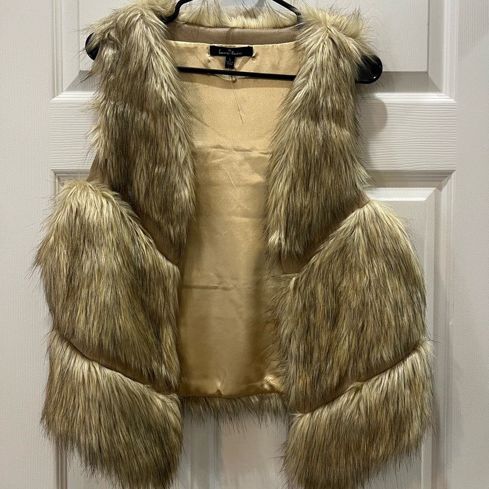 Love Tree Tan Shaggy Faux Fur Vest So Cute